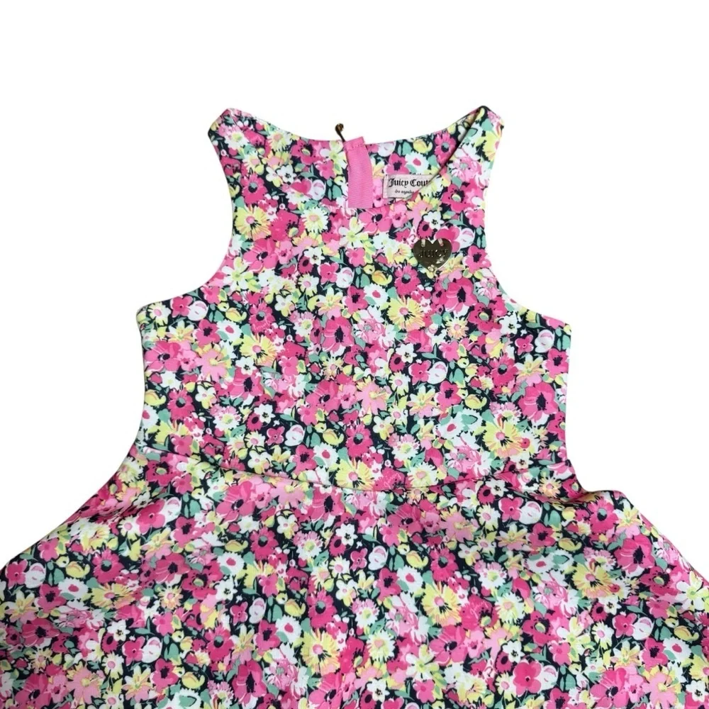 Juicy Couture Girls Floral Dress Pink Sleeveless Fit & Flare Size 5